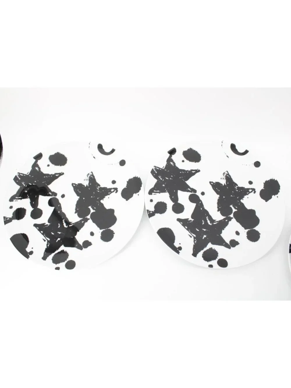 2 Ikea Black White Stars Dots Limited Edition Dinner Plate 23102 94455